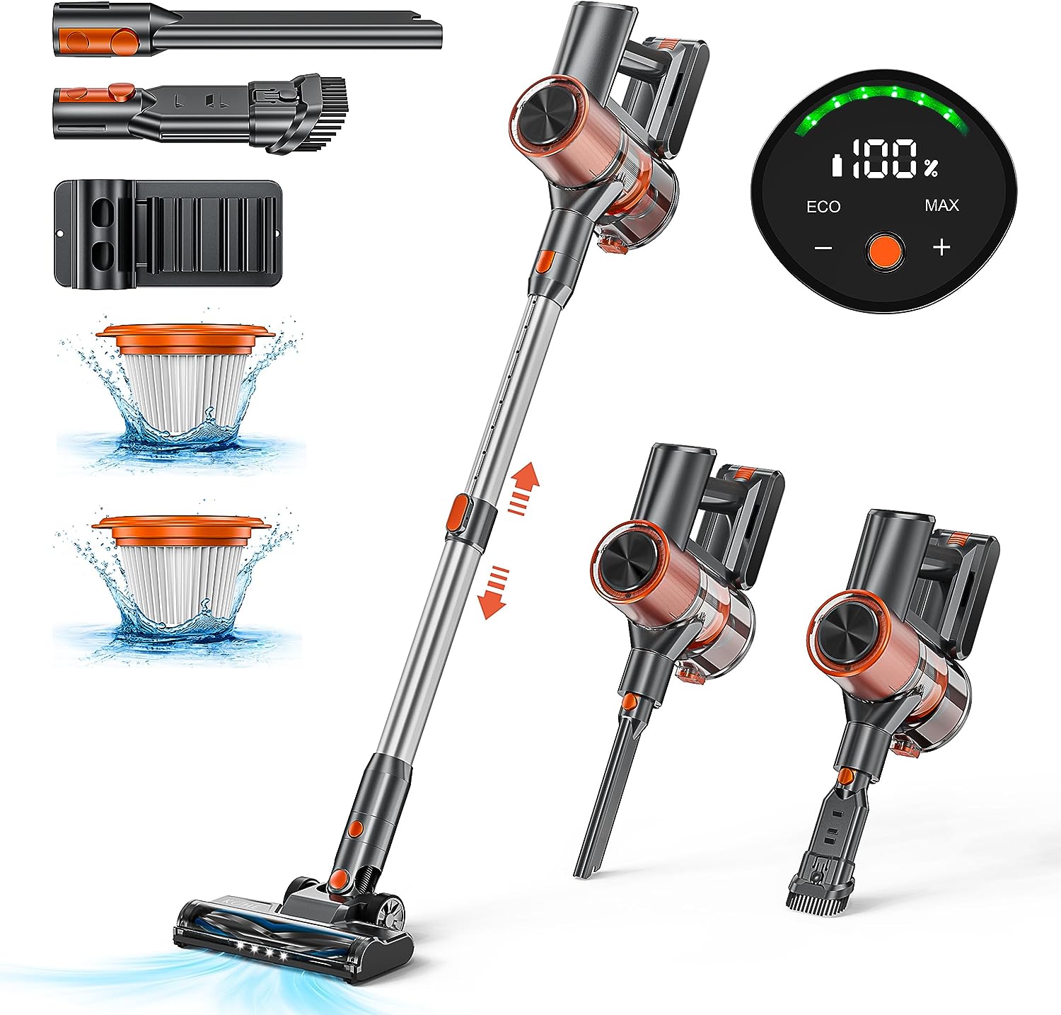 KOHES Cordless Vacuum Cleaner,45 Mins Max Runtime,2200 mAh Battery,Vacuum Cleaner for Home Hard Floor Carpet Pet Hair -V10